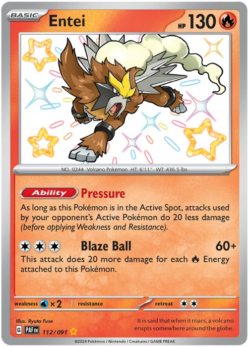Entei - Paldean Fates Shiny Rare 112/091